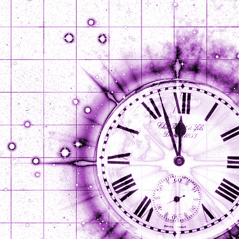 時計 紫 のイラスト 大きな デザイン時計 アイコン