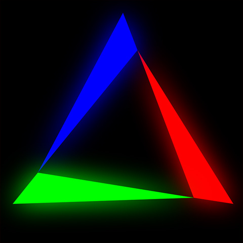 三角形のイラスト 大きな 三色デザイン アイコン