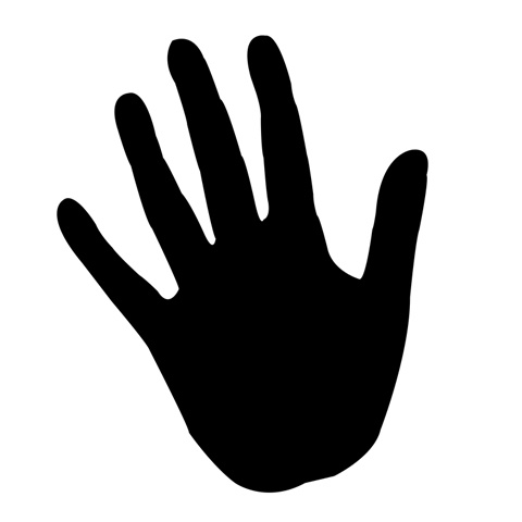 手形シルエットのイラスト 大きな 手形 白黒 アイコン