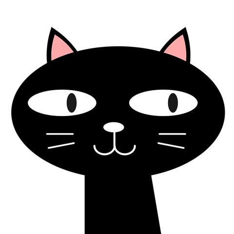 Twitter 黒猫のイラストアイコン 猫の目イラスト